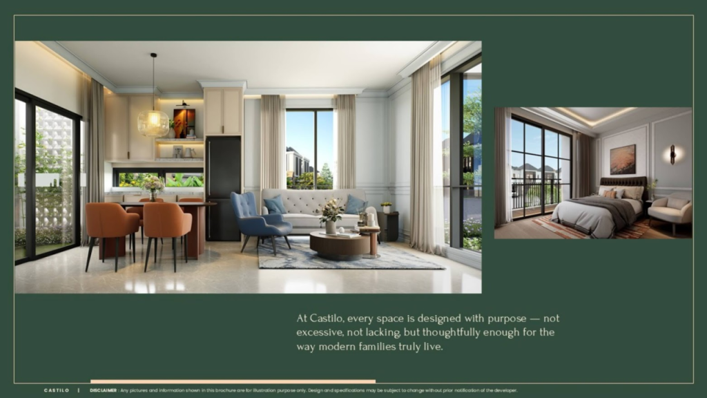 ilustrasi interior living room dan master bedroom castilo bsd tipe lebar 7